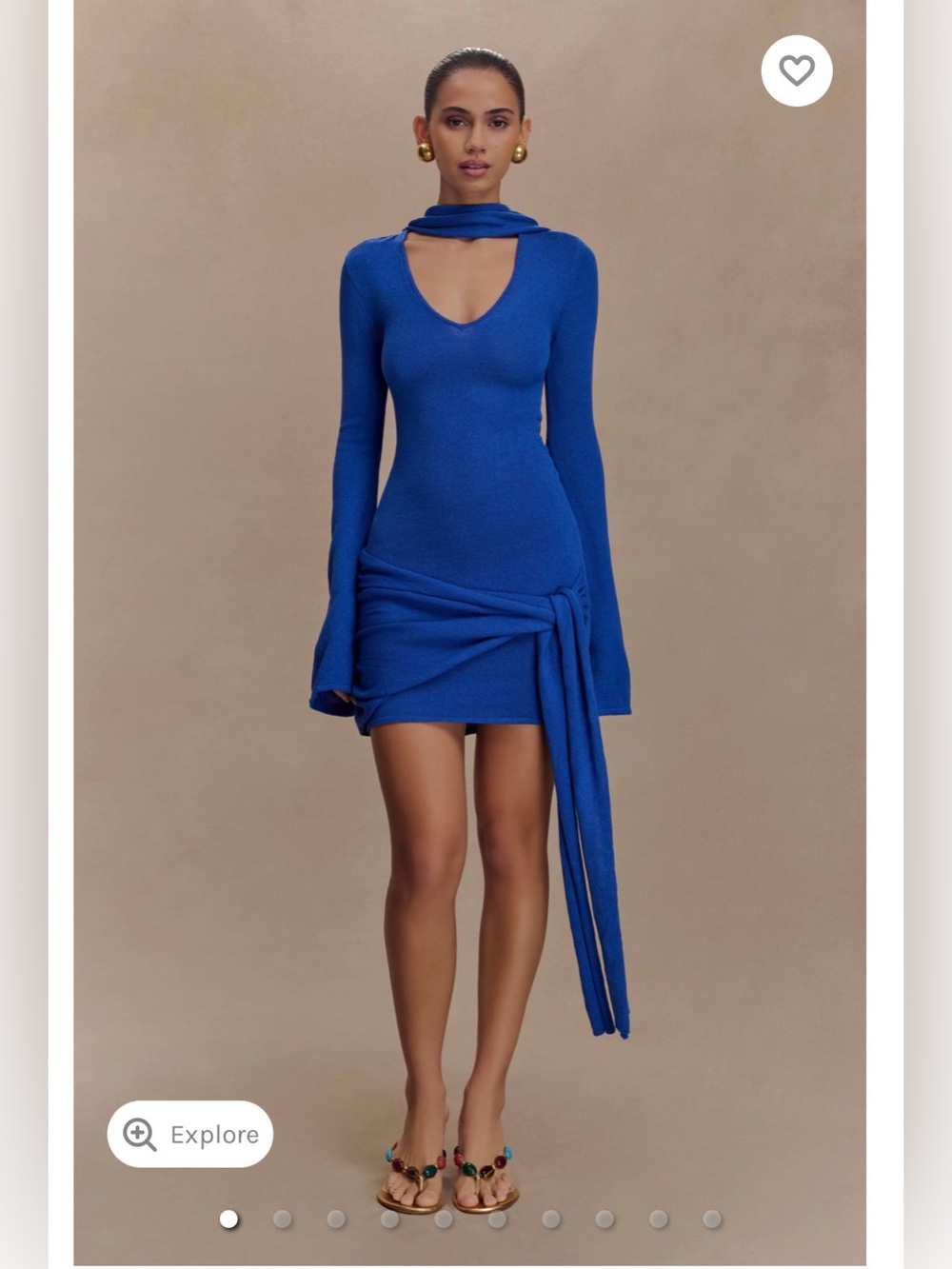 NEW Meshki Taron Knit Mini Dress With Scarf - Cobalt Blue